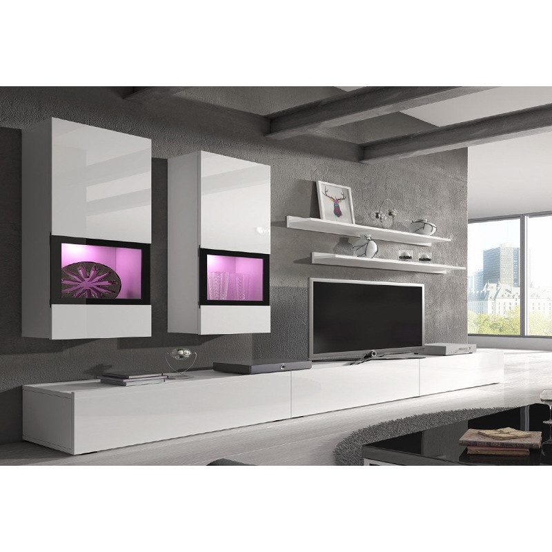 Lagoon Entertainment Unit White Gloss/White Matt